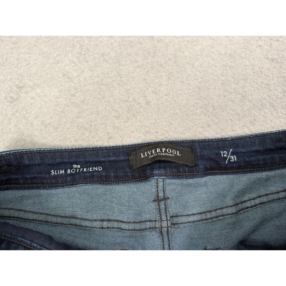 Liverpool Slim Boyfriend Jeans Women 12/31 Vintage Super Dark Indigo Wash Cuffed - Picture 9 of 11